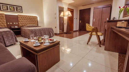 City View Twin bedroom with room service